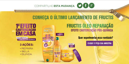 amostra gratis garnier fructis oleo reparacao